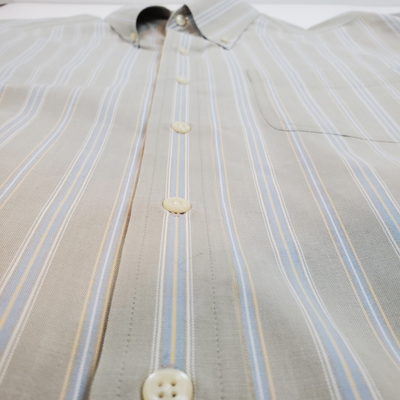 Vintage LL Bean Brown Blue Striped Long Sleeve Button Down Shirt Size XL Mens - Picture 15 of 15